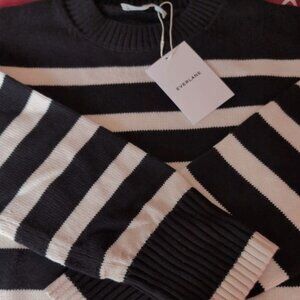 EVERLANE THE BOXY CREW IN EVERYDAY COTTON SMALL BLACK AND CANVAS BNWT